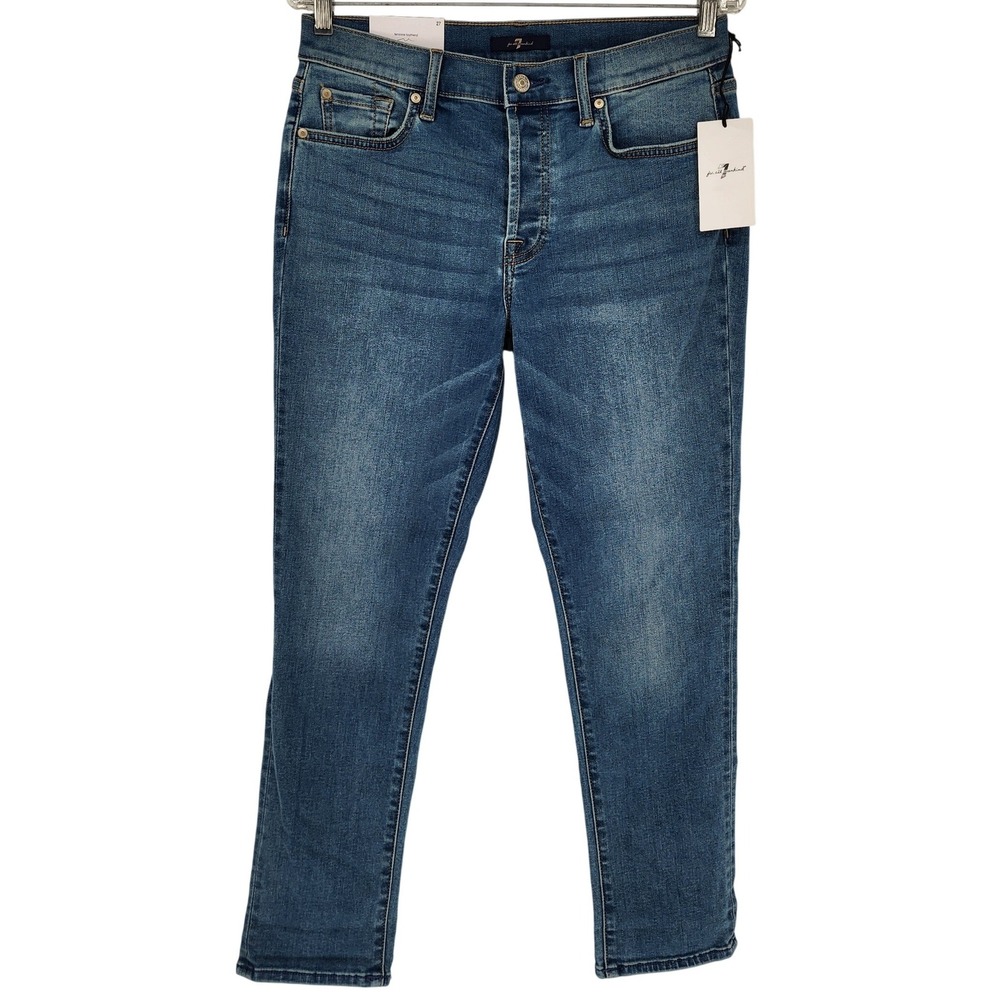 7 For All Mankind Josefina Jeans Women 27 Blue NEW Button Fly Feminine Boyfriend